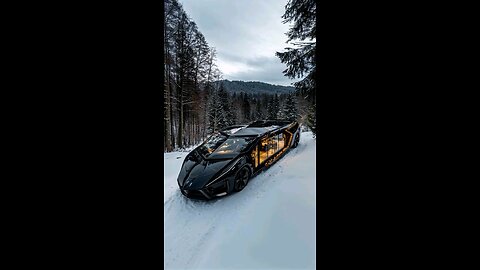 A car-shaped villa decorated for Christmas