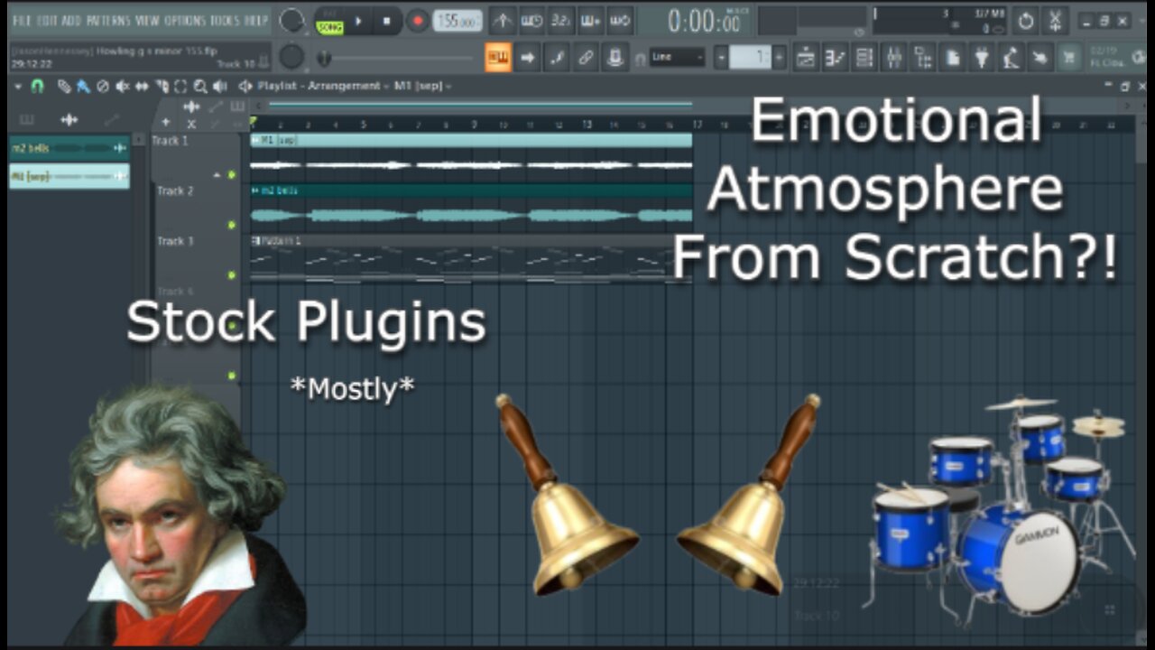 Emotional Atmospheric Beat-FL Studio-How to make Beats from scratch w/ STOCK Plugins *Mostly*