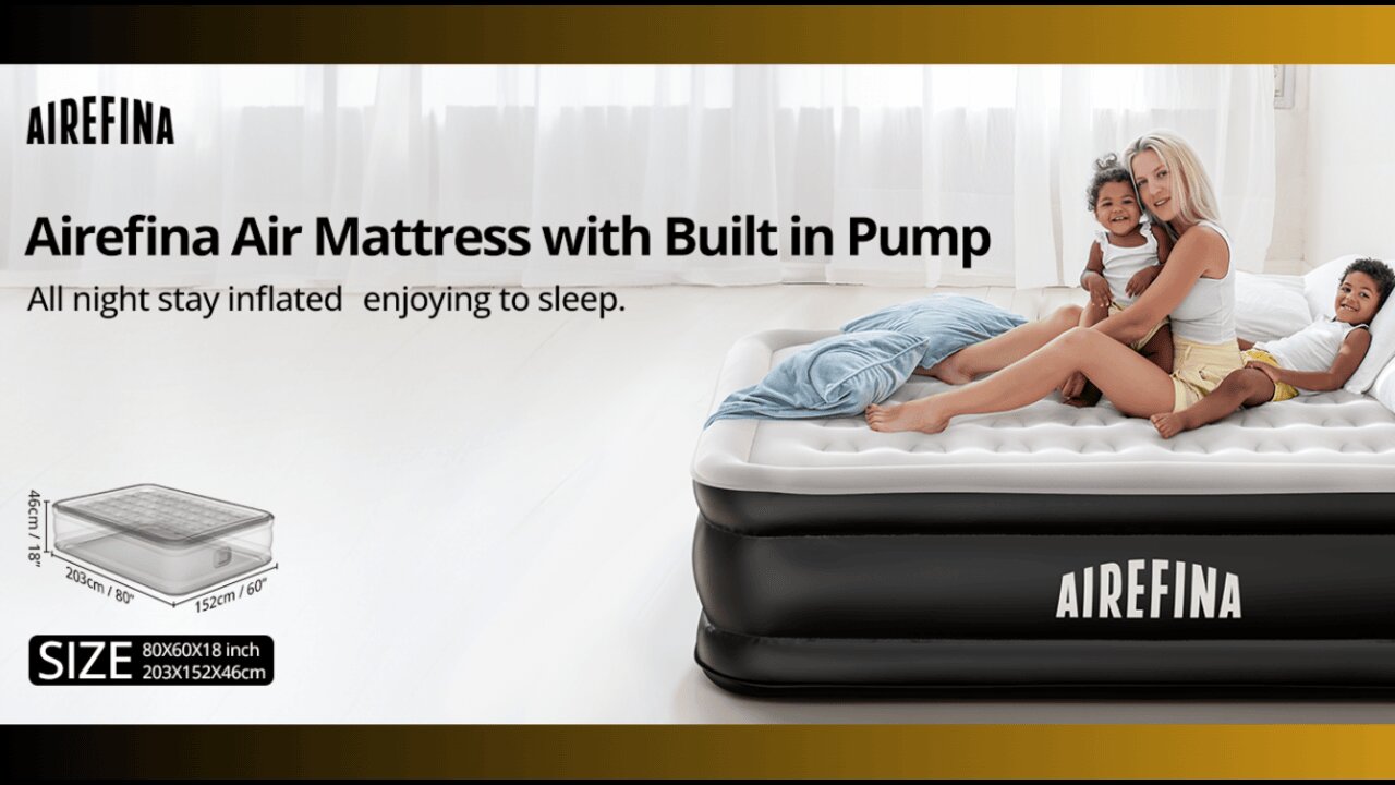 Airefina Air Mattress Queen with Built in Pump