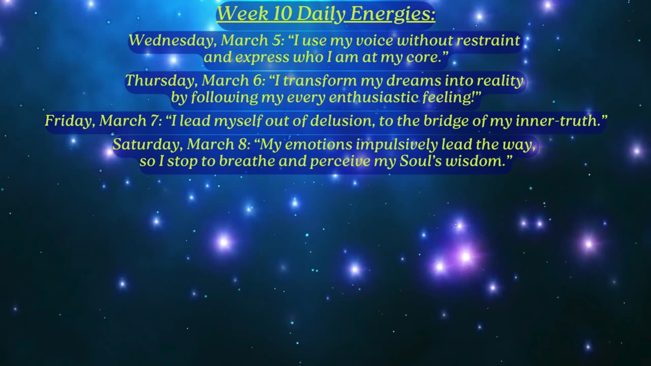 At a Glance! ~ Week 10 quick review of your daily numerology energies ~ Mar. 5 to 11, 2025