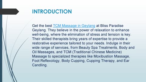 Get the best TCM Massage in Geylang