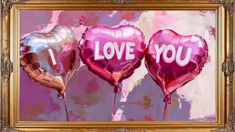 1131. Romantic I Love You Balloon Heart Art Screensaver Valentine's Day Frame Art for TV 4K