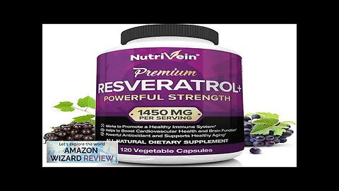 Nutrivein Resveratrol 1450mg Antioxidant Supplement 120 Capsules – Supports Healthy Aging Review