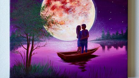 Couple painting _ Couple under the Moonlight _ Acrylic Painting For Beginners