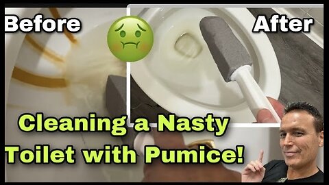 Cleaning a Disgusting Rusty Toilet with a Pumice Stone