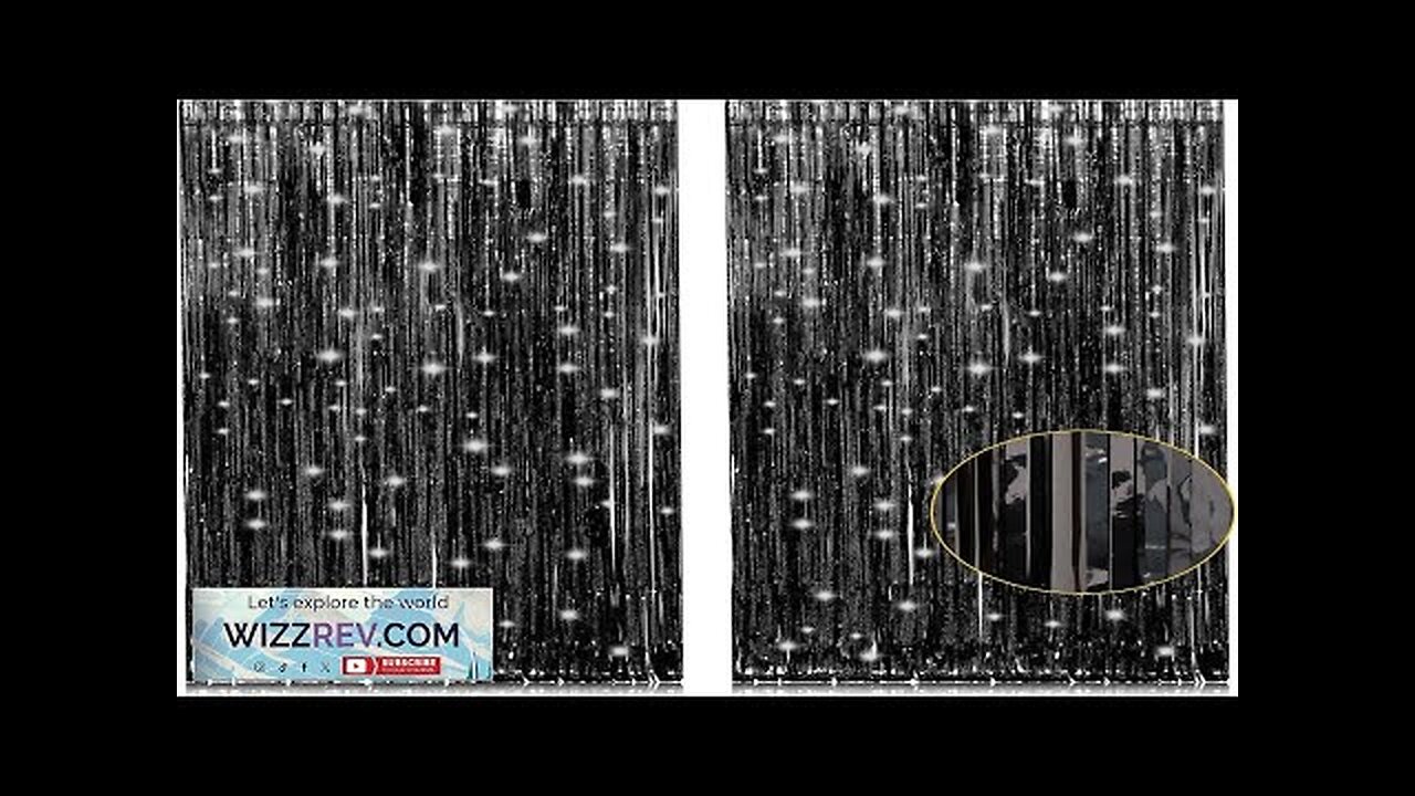 2 Pack 3.2ft x 8.2ft Black Tinsel Foil Fringe Curtains Metallic Foil Review