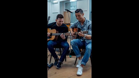 Messi And Ronaldo playing beautiful guitars