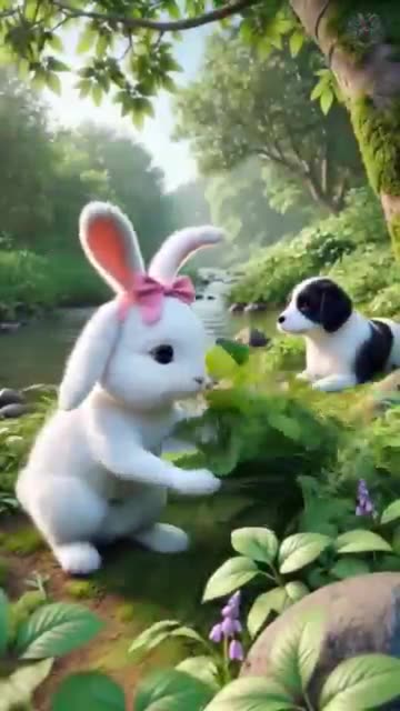 Rabbit saves a drowning puppy. The kindness of
