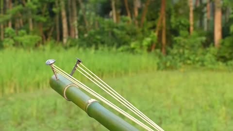 Marble creations with bamboo slingshots