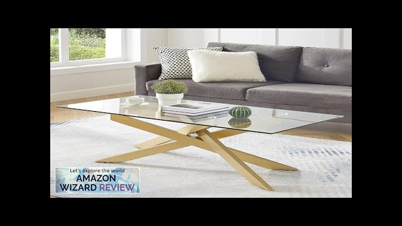 Rectangle Modern Coffee Table Tempered Glass Top and Metal Tubular Leg Review