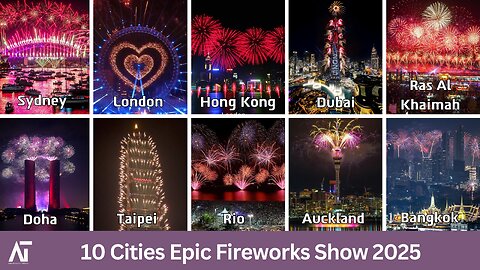 New Year Fireworks 2025 from 10 Cities: Sydney, London, Dubai, Hong Kong, Rio, Taipei, & more