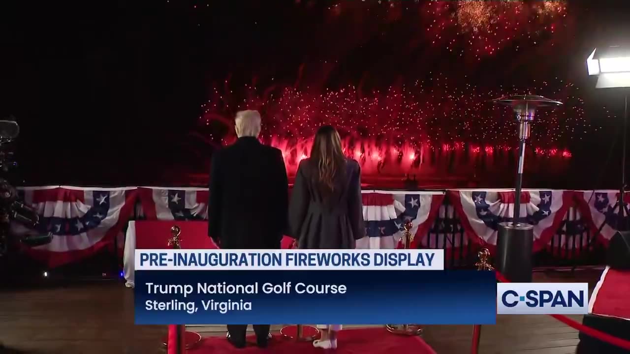 President Trump and Melania Trump watch fireworks at Trump National Golf Course in Sterling, VA