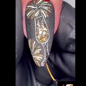 Cheers to Black gold art Nail design for January 2025