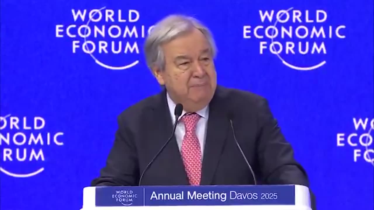 UN chief António Guterres, speaking at Davos: The "climate crisis" threatens to....