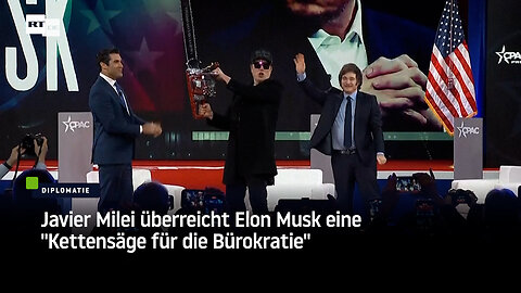 Javier Milei überreicht Elon Musk eine "Kettensäge für die Bürokratie"