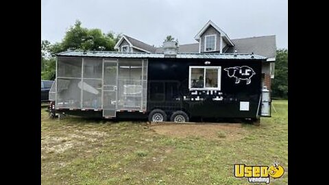 2012 8.5' x 15' Barbecue Kitchen Food Concession Trailer w/ 13' Porch & Bathroom