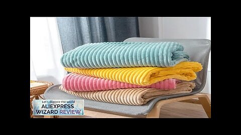 Striped Flannel Blankets For Beds Solid Pink Blue Color Soft Warm Mink Review