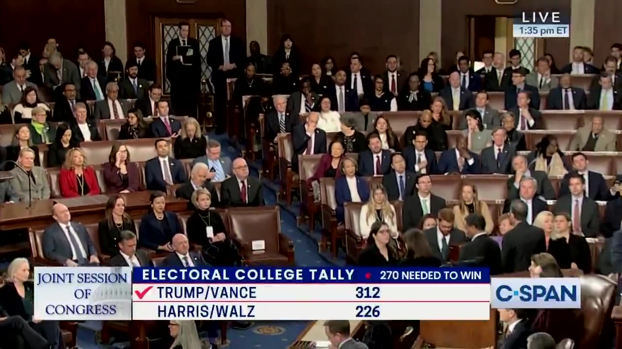 Kamala Harris announces President Donald Trump and VP JD Vance victory, Congress explodes in cheers