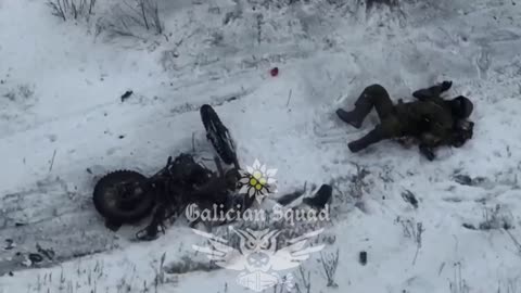 Russian Soldier Blown Off Bike by Incoming Drone