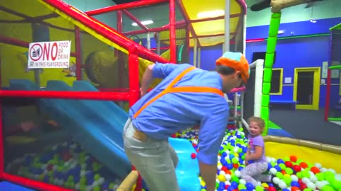 Learning With Blippi At Kinderland Indoor Playground For Kids | Educational Videos For Toddlers