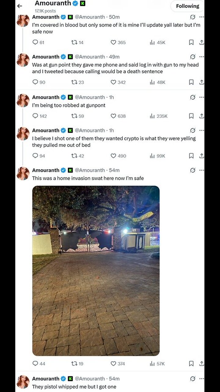 Streamer Amouranth released FOOTAGE of masked gunmen who chased her to