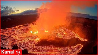 Lava fountains out from Kilauea Volcano eruption in Hawaii