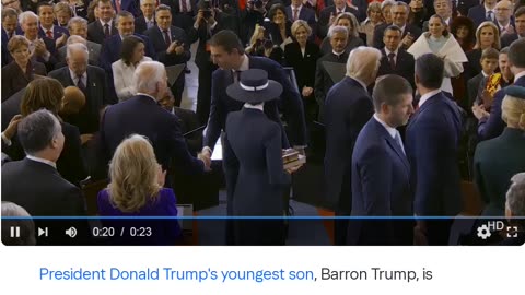 Barron Trump shakes hands with Joe Biden Kamala Harris