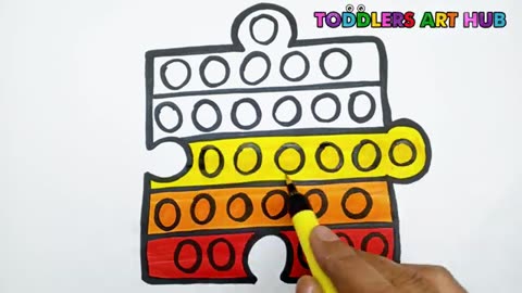 How to Draw and Color a Rainbow Jigsaw Puzzle Piece POP IT Fidget