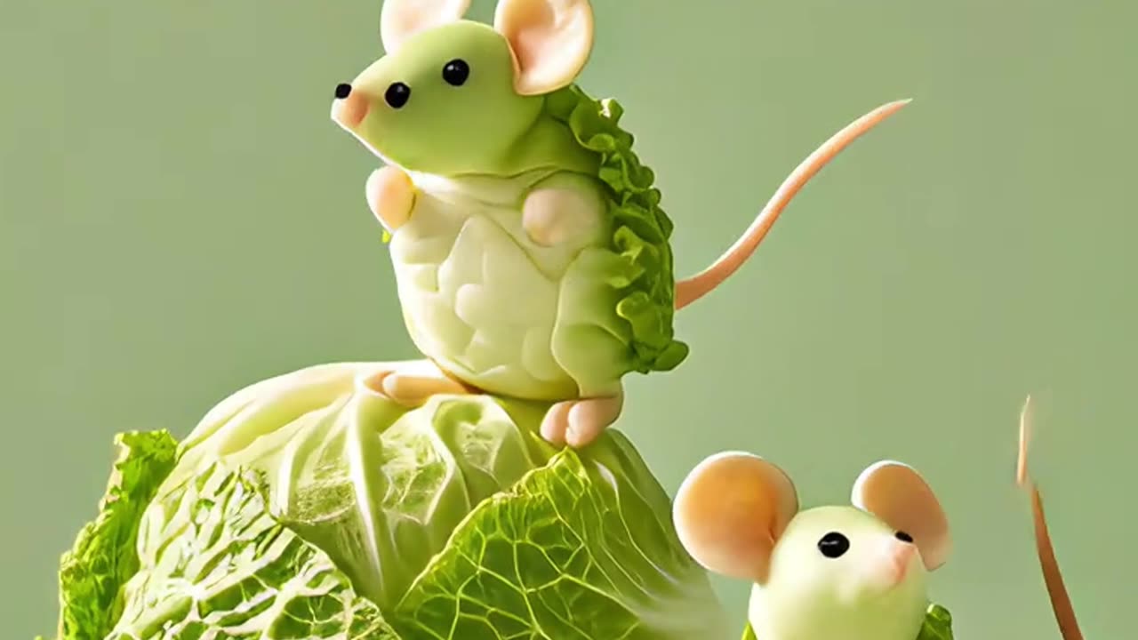 Cabbage animals dancing, three series, cute, adorable