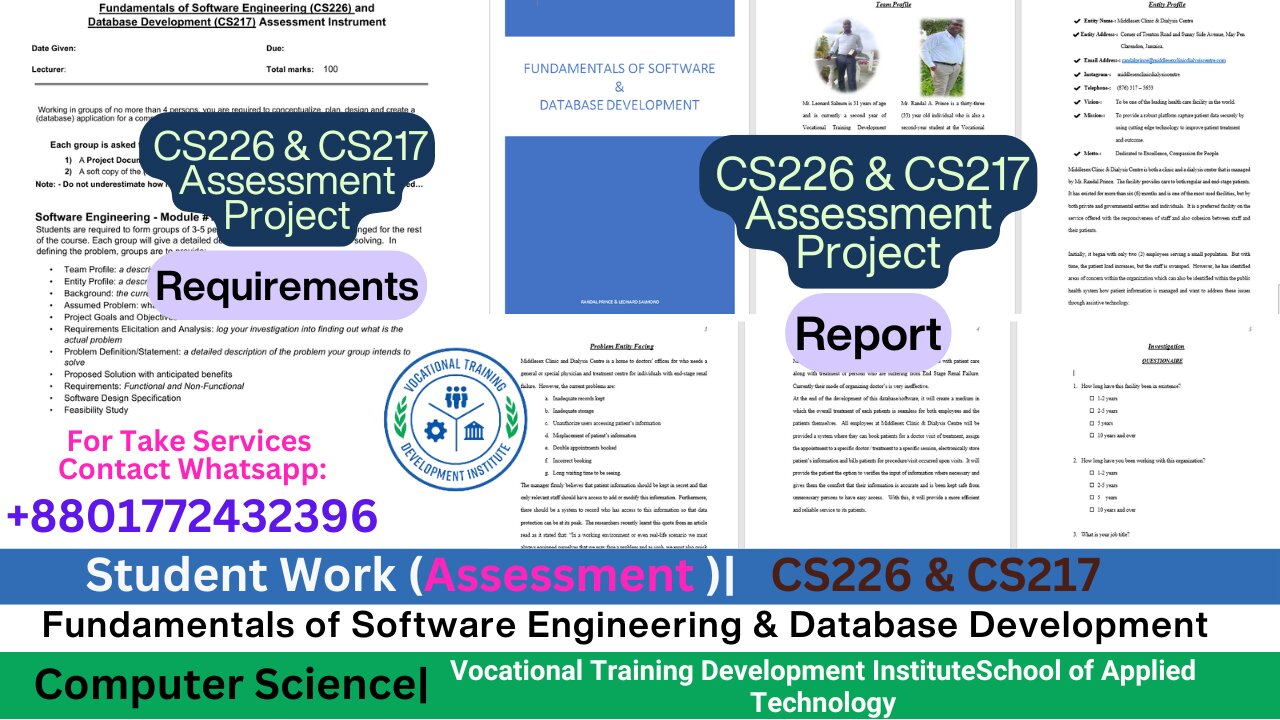 Student Work(Assessment)|Database Design & Software Development| Project Implementation Work Video