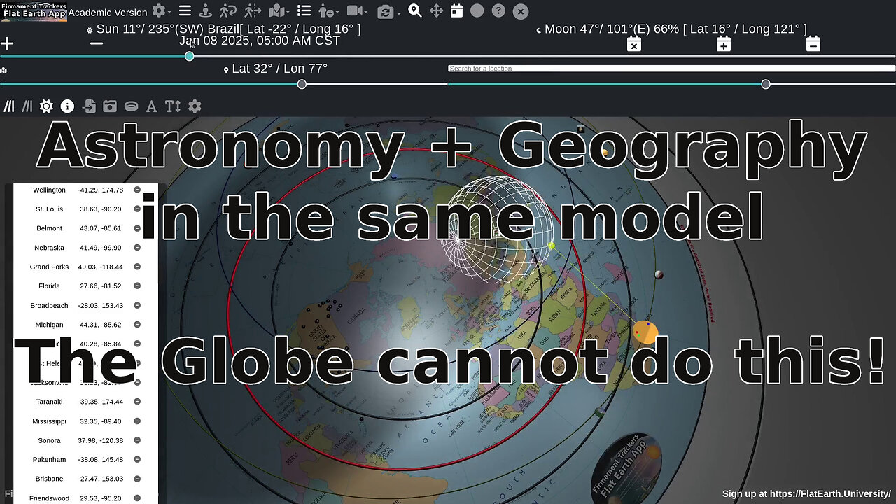 Globe has Separate Models for Astronomy and Geography. VSOP87 Stellarium and WSG84 Google Earth.