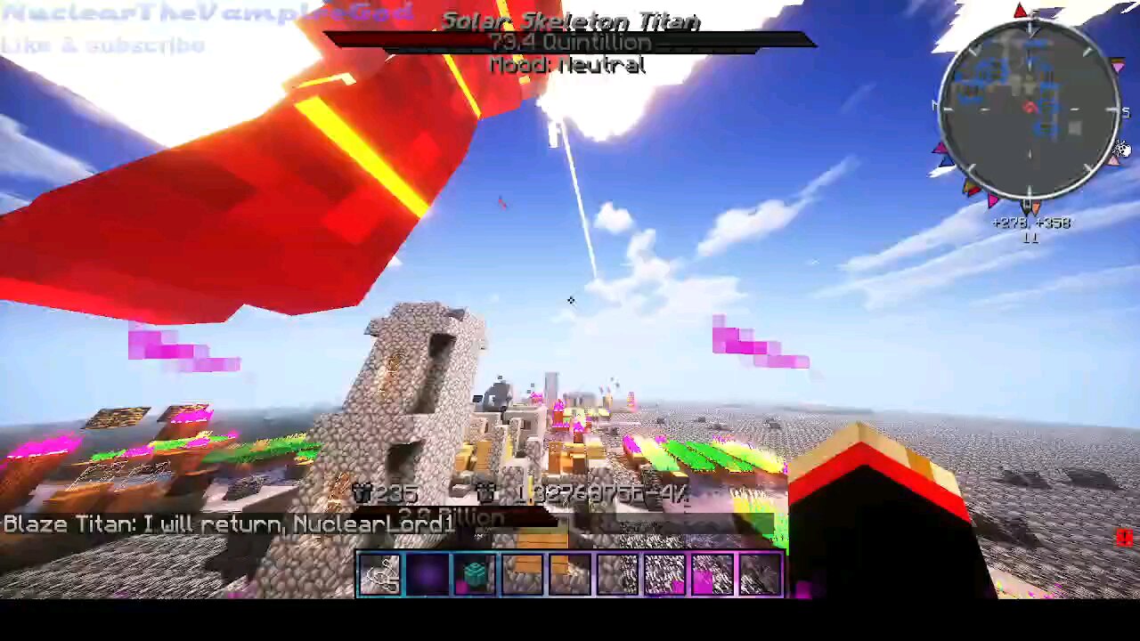 Minecraft mob battle solar titan vs zombie titan