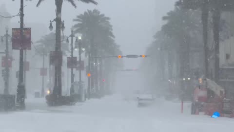 Happening Now: Video from downtown New Orleans, Louisiana as rare/potential