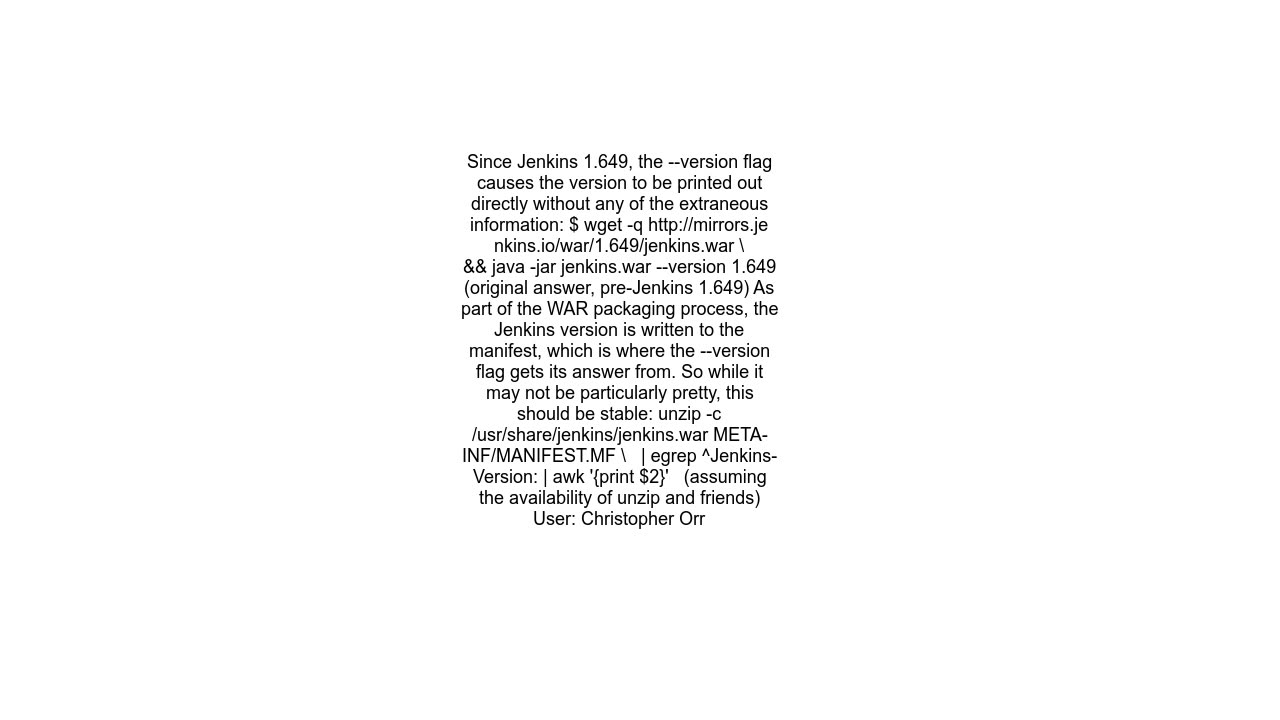 Get Jenkins version via java -jar jenkins.war --version without spam output