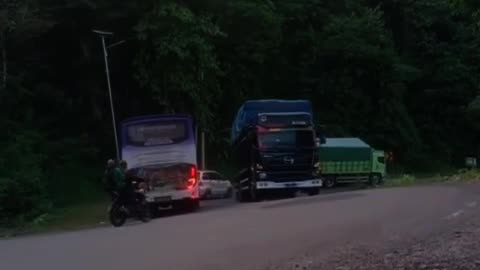 heavy load tricks over steep roads on top of mountains