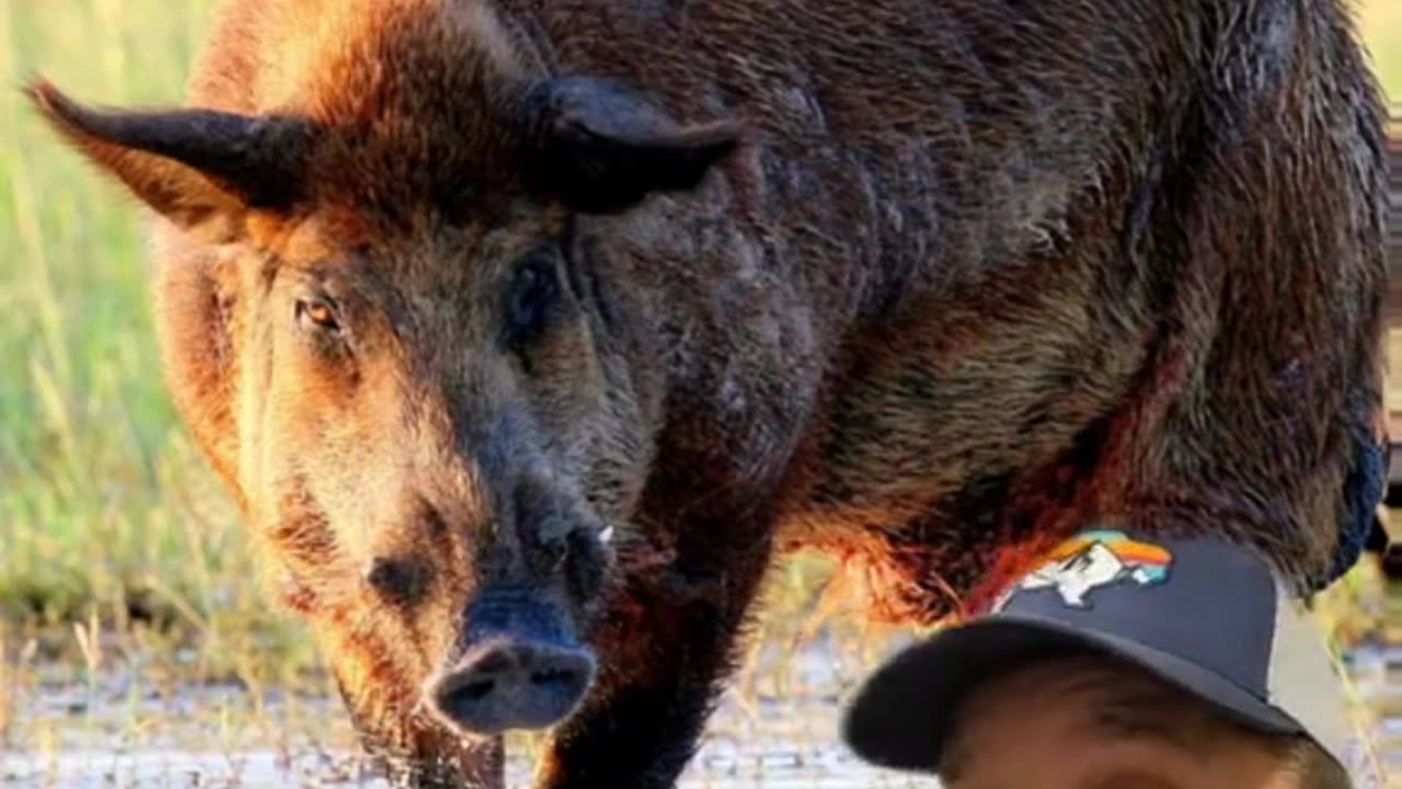 Feral pigs rub against utility poles