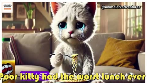 Poor kitty had the worst lunch ever ⎮Cute Kitten 😿 #kitten #aicats #catvideos2024