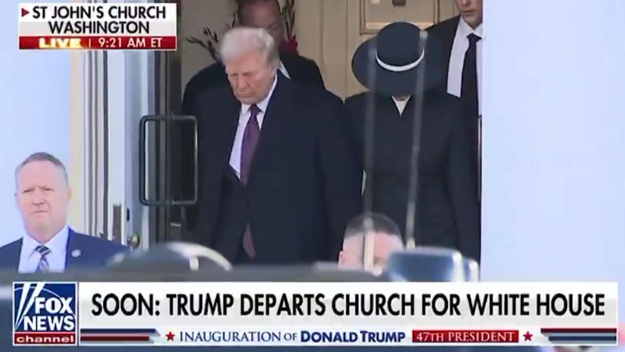 ⚠️JUST IN: President Trump & First Lady Melania just left prayer service at St John’s Church 1/20/25