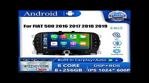 For FIAT 500 2016 2017 2018 2019 Android OS WIFI 4G Auto Review