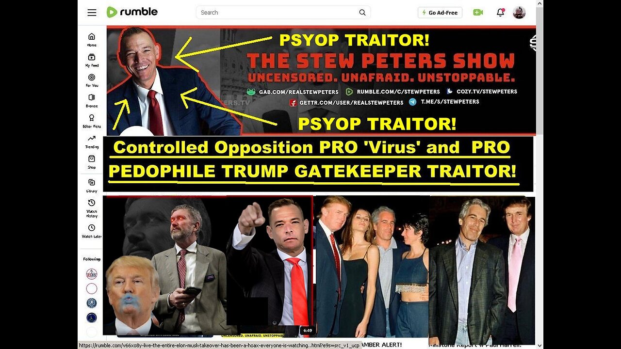 Controlled Opp Psyop PRO PEDO Trump and PRO 'VIRUS' 'Stew Peters' in Plain SIght!