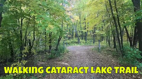 Walking on Cataract Lake Trail in Maplewood State Park