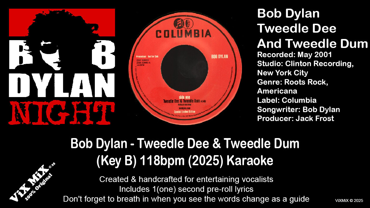 SingLikeBob - Tweedle Dee & Tweedle Dum (Key B) 118bpm (2025) Karaoke