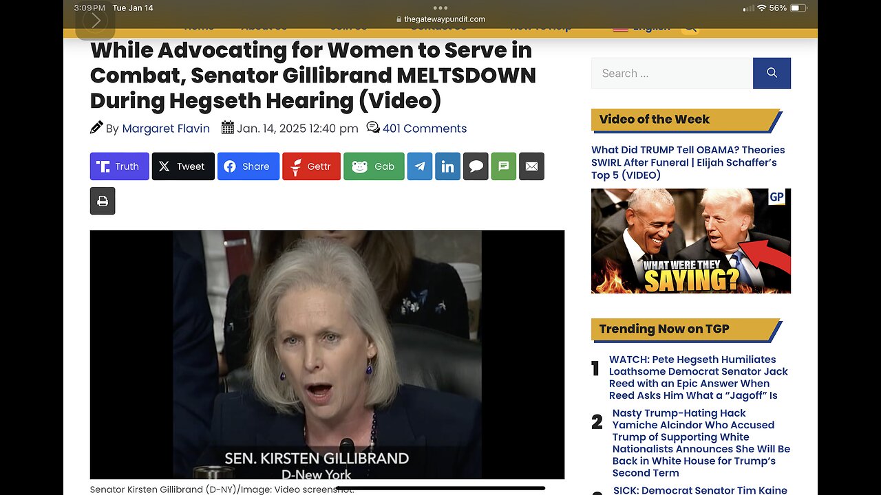 While Advocating for Women to Serve in Combat, Senator Gillibrand MELTSDOWN During Hegseth Hearing