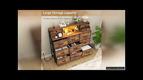 Rustic Dresser with Charging Station and LED Lights Large 13 Drawers Dresser Review