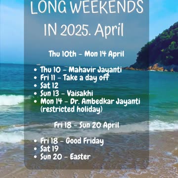 Plan Your April Getaway! 🌟 2 Long Weekends for Perfect Travel Adventures! ✈️🌄