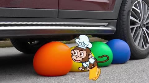 🐒😱 MONKEY SEE, MONKEY SCREAM! 🤯 Baby Monkey Bony's Crocodile Toy Crushed by Car! 🚗💥Watch as We Crush Crunchy & Soft Things by Car, Including Poor Bony's Favorite Toy! 🚓😲Will Bony find a way to rescue his toy, or will it