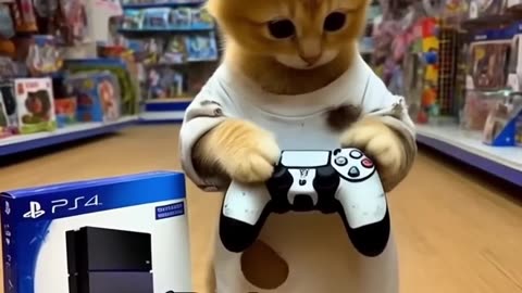 Poor cat worked hard to buy PS5.