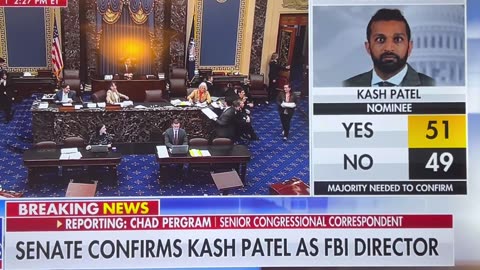 Kash Patel has been CONFIRMED by the Senate as FBI Director