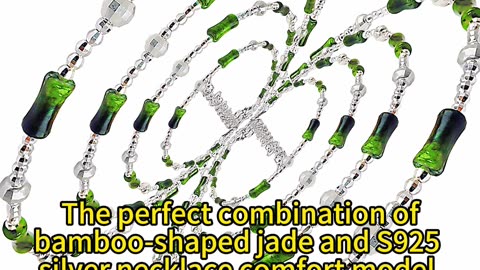 修正----GN-20241227-05 The perfect combination of bamboo-shaped jade and S925 silver necklace comfort