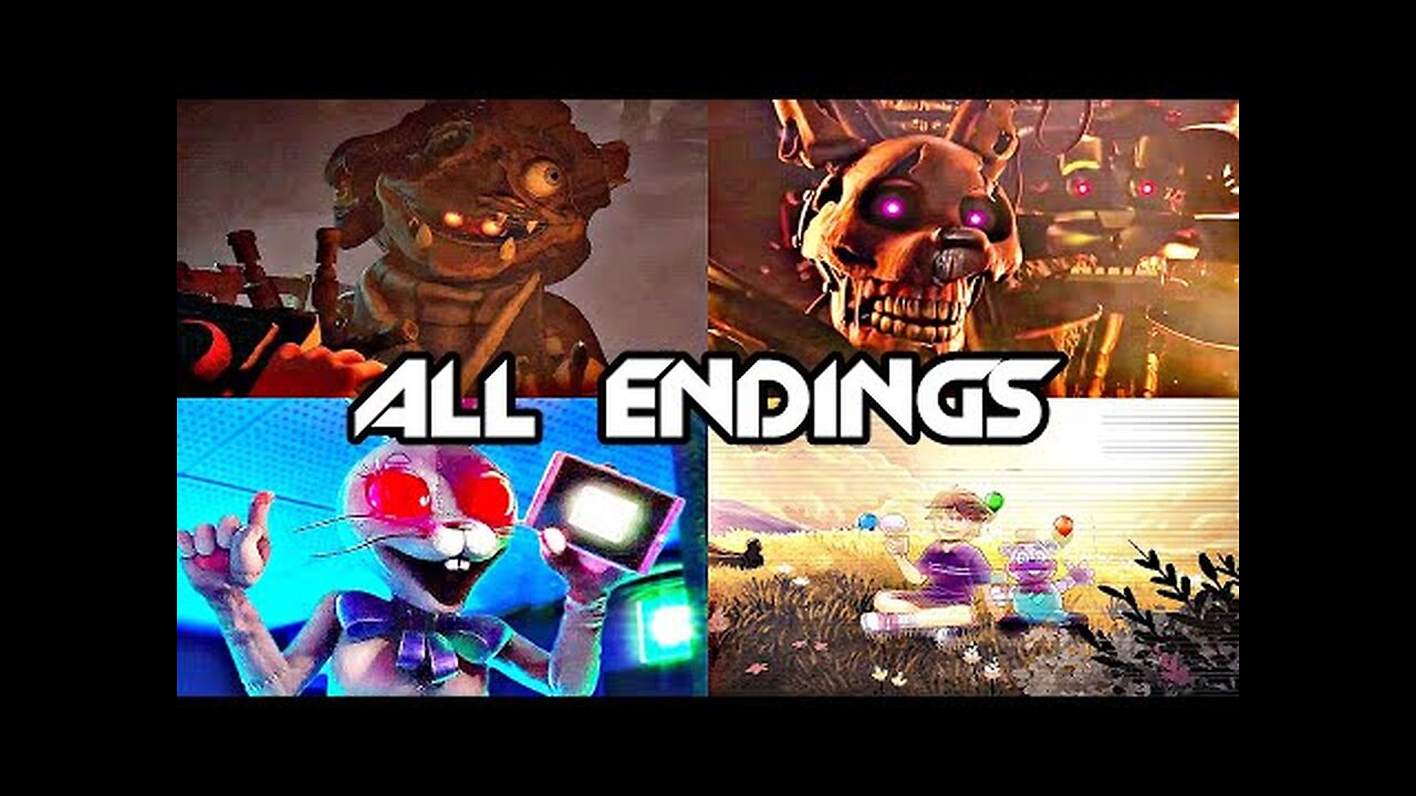 FNAF Security Breach - ALL 9 ENDINGS & Post Credit Scenes + Ruin DLC Endings (Complete Story)